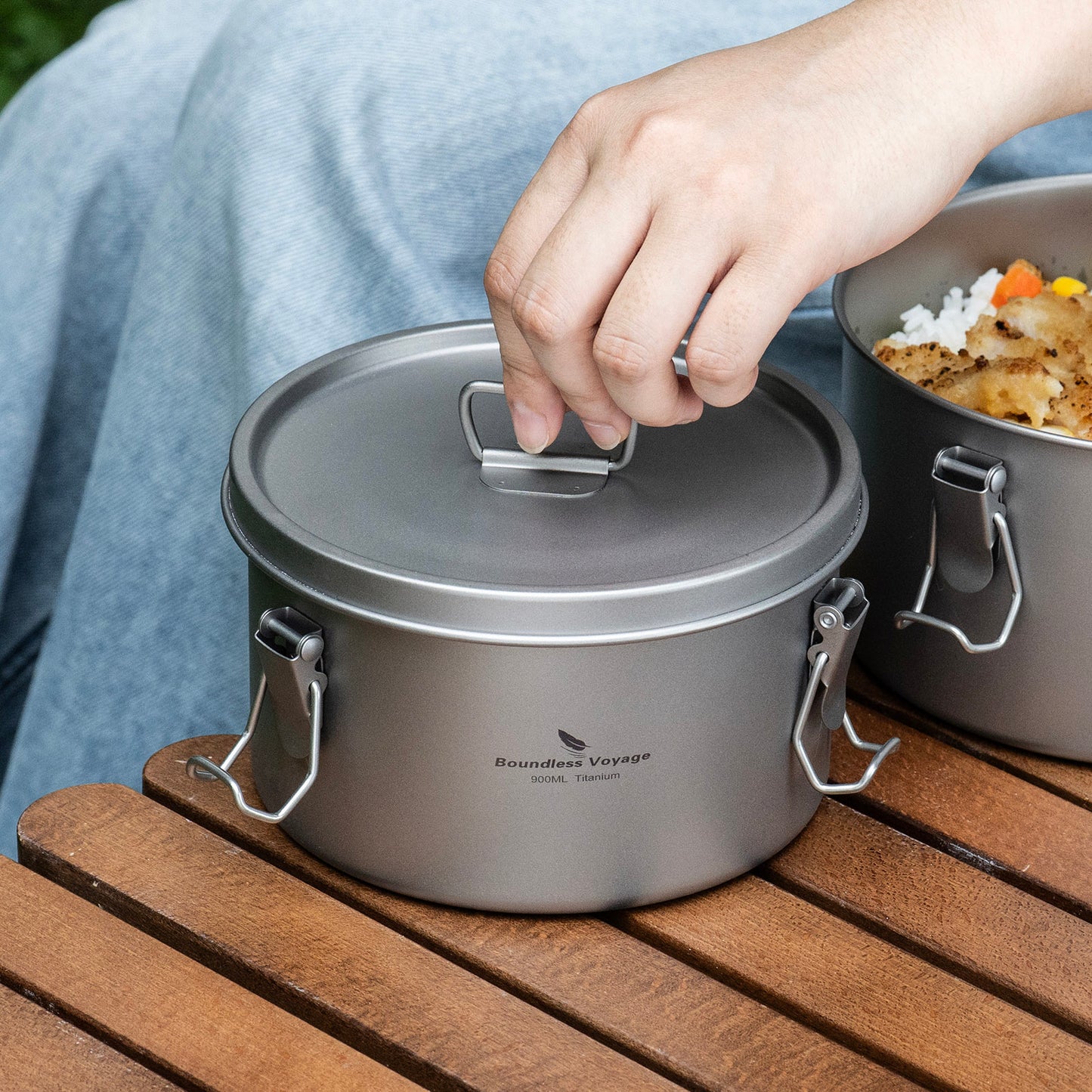 Boundless Voyage 1500ml Titanium Food Storage Container – Multi-Functional Lunch Box & Steamer with Sealed & Vented Lids for Camping, Travel & Meal Prep