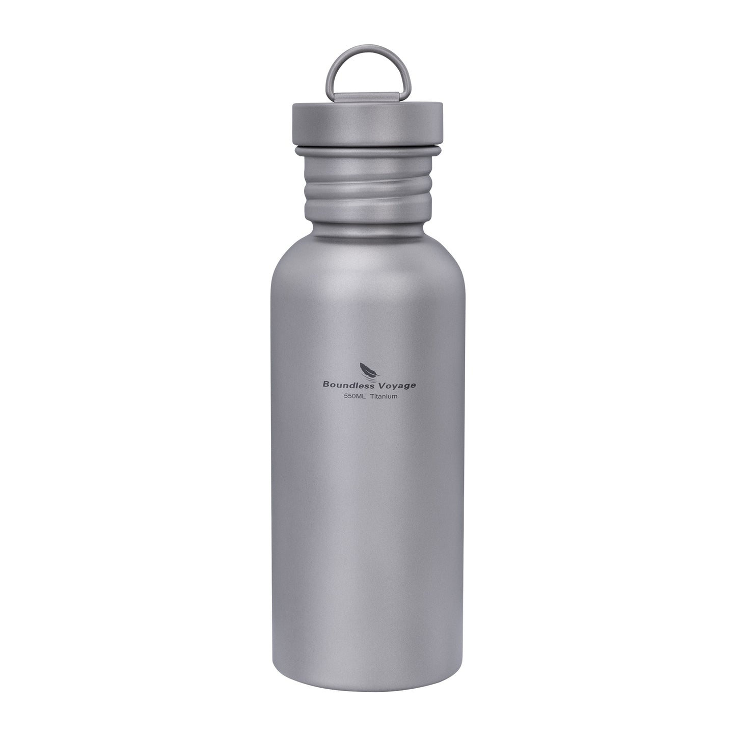 Boundless Voyage 550ml Titanium Water Bottle – Ultralight Wide Mouth Metal Bottle, Leakproof TA1 Titanium Canteen with Carry Bag for Camping, Hiking & Travel