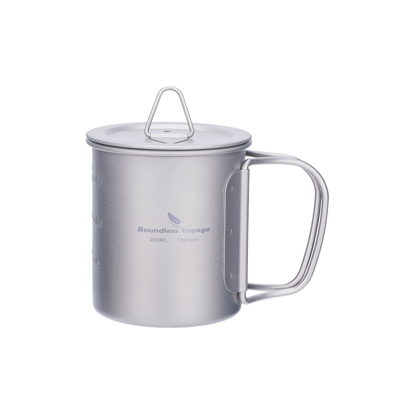 Unlimited Voyage 200ml Titanium Alloy Cup with Lid and Folding Handle for Outdoor Camping Ultra-Light Water Tea and Coffee Cup