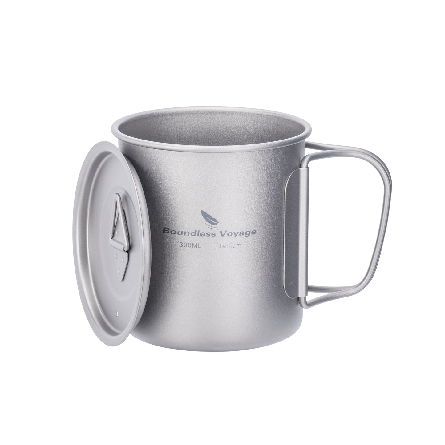 Unlimited Voyage 300ml Titanium Alloy Cup with Lid and Folding Handle for Outdoor Camping Ultra-Light Water Tea and Coffee Cup