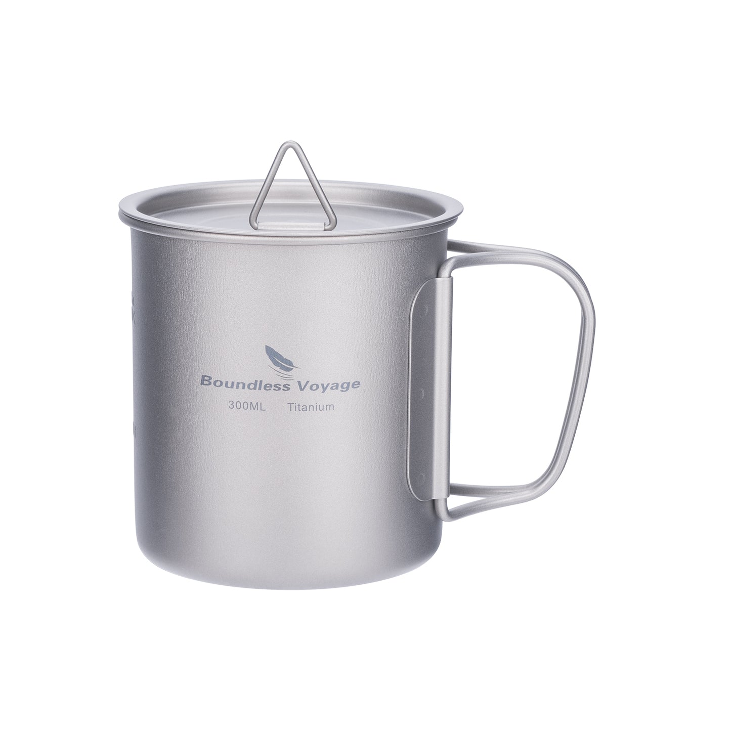 Unlimited Voyage 300ml Titanium Alloy Cup with Lid and Folding Handle for Outdoor Camping Ultra-Light Water Tea and Coffee Cup
