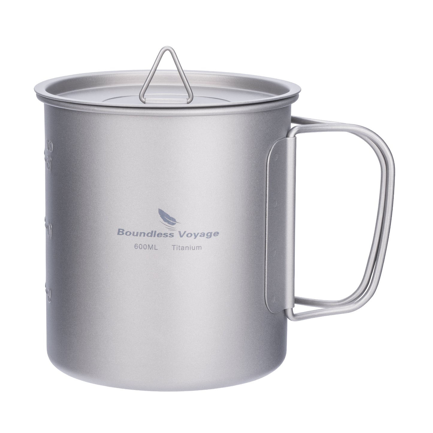 Unlimited Voyage 600ml Titanium Alloy Cup with Lid and Folding Handle for Outdoor Camping Ultra-Light Water Tea and Coffee Cup