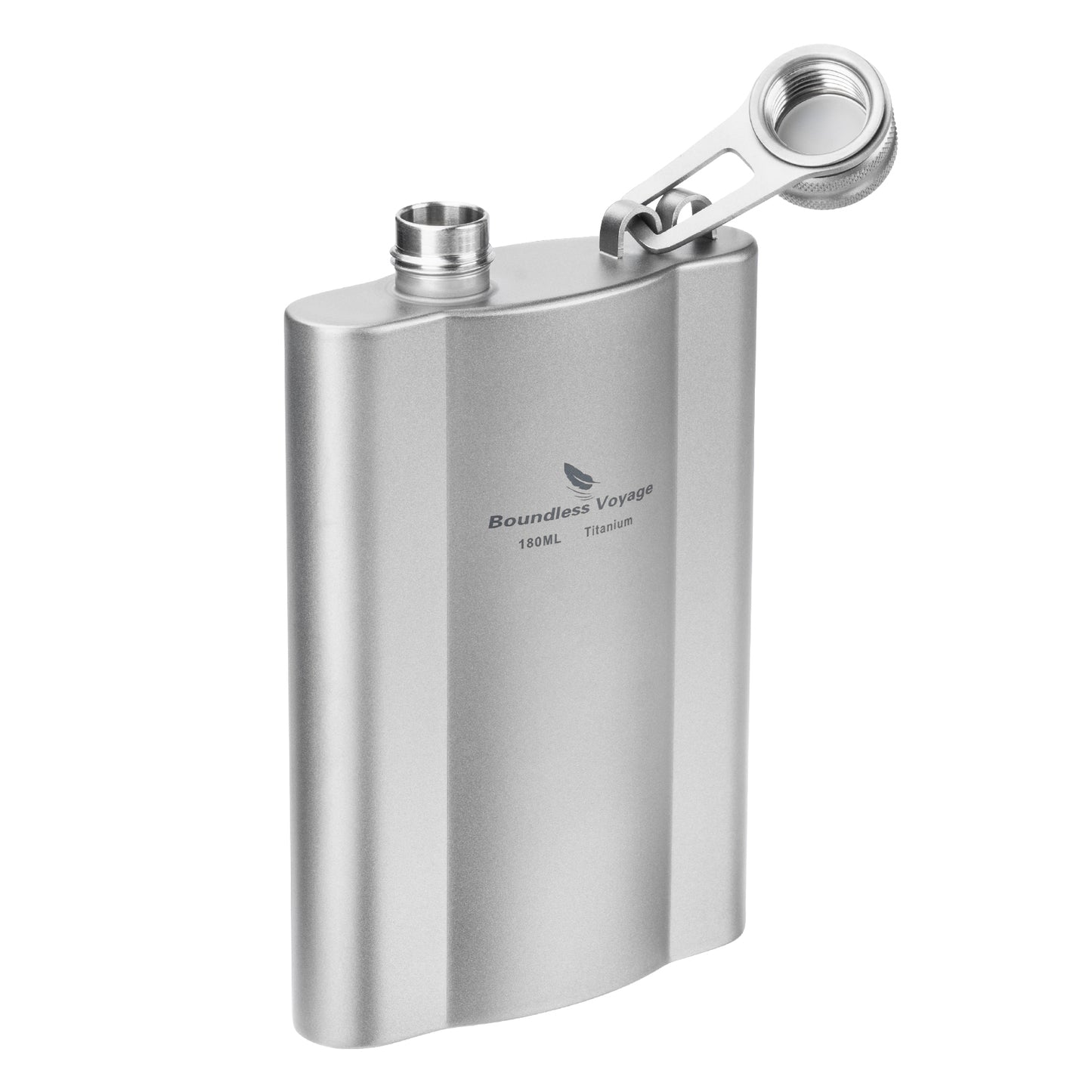 Boundless Voyage 180ml Titanium Hip Flask | Ultralight 6oz Pocket Whiskey Bottle | Leakproof & BPA-Free Liquor Flask for Camping, Hiking, Travel & Groomsmen Gifts