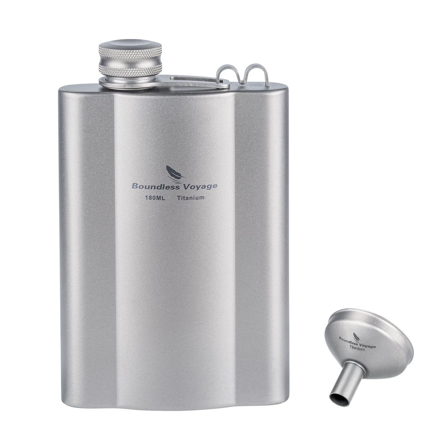 Boundless Voyage 180ml Titanium Hip Flask | Ultralight 6oz Pocket Whiskey Bottle | Leakproof & BPA-Free Liquor Flask for Camping, Hiking, Travel & Groomsmen Gifts