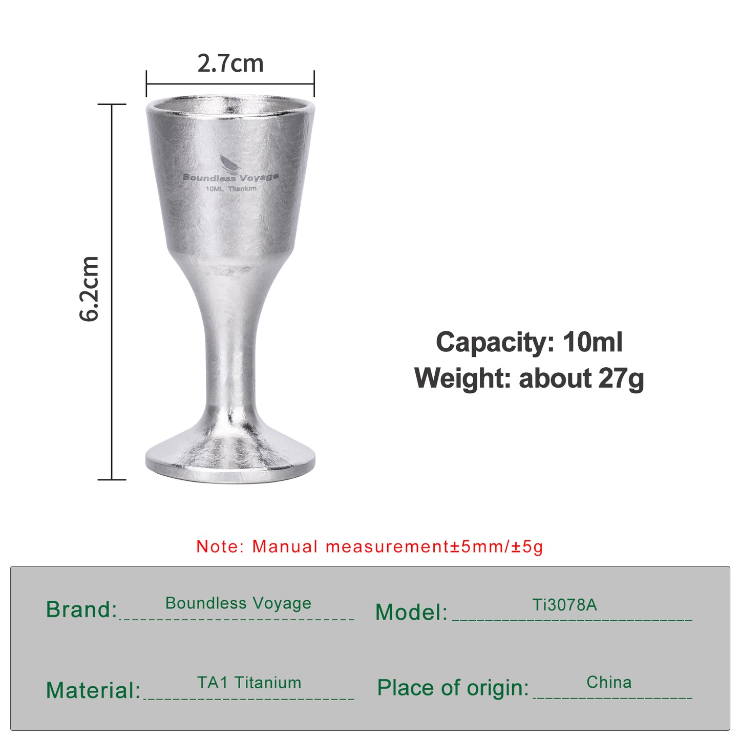 Boundless Voyage Titanium Mini Shot Glasses 10ml  Ultralight Whiskey  Tequila Drinking Cups for Camping Outdoor Travel