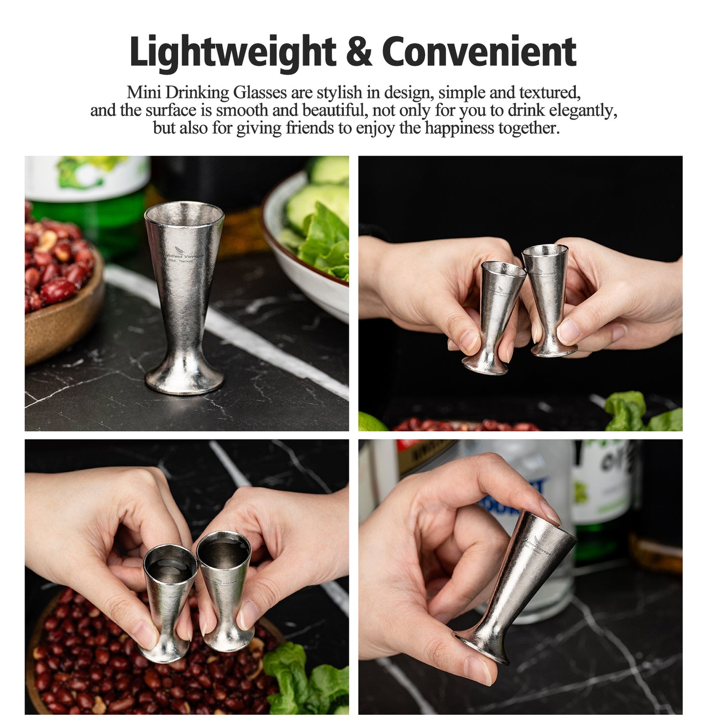 Boundless Voyage Titanium Mini Shot Glass  10ml Ultralight Whiskey  Tequila Cup for Camping Travel  Outdoor Use
