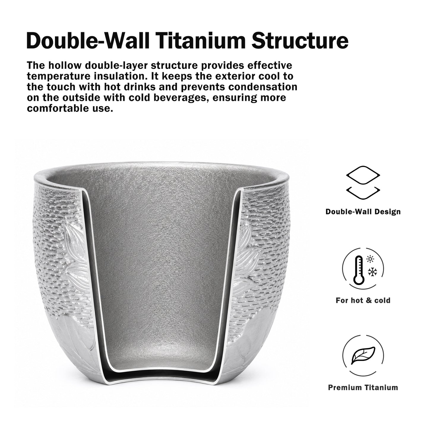 Boundless Voyage 50ml Pure Titanium Double-Wall Cup – Ultralight Mini Camping Cup for Espresso, Tea & Outdoor Travel