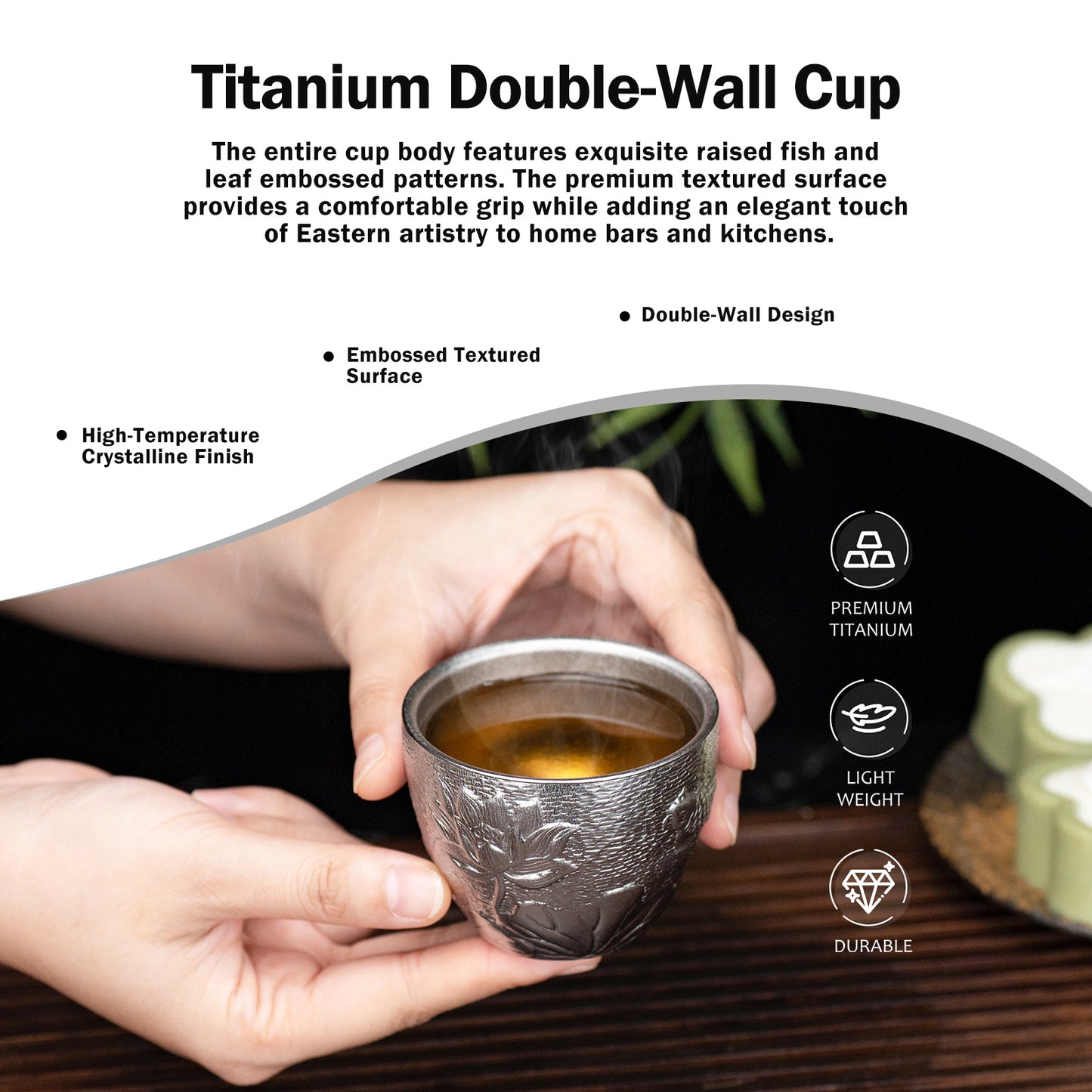 Boundless Voyage 100ml Pure Titanium Double-Wall Cup – Ultralight Camping Coffee & Tea Cup for Outdoor Travel