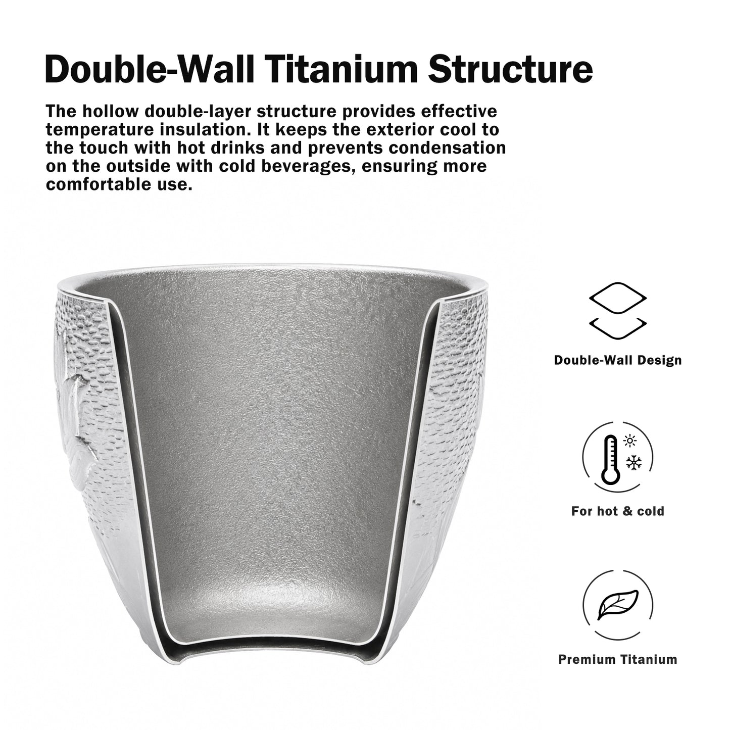 Boundless Voyage 100ml Pure Titanium Double-Wall Cup – Ultralight Camping Coffee & Tea Cup for Outdoor Travel