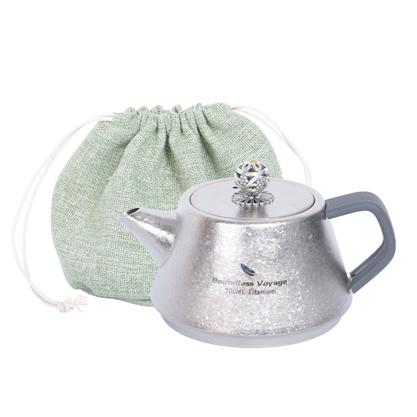 Boundless Voyage 300ml Ultralight Titanium Teapot | 114g Portable Side-Handle Tea Kettle with Filter Mesh | Camping, Hiking & Daily Use