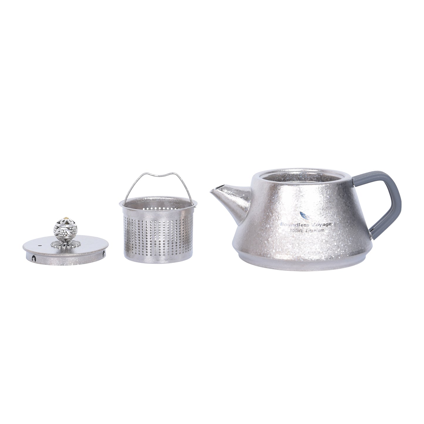Boundless Voyage 300ml Ultralight Titanium Teapot | 114g Portable Side-Handle Tea Kettle with Filter Mesh | Camping, Hiking & Daily Use