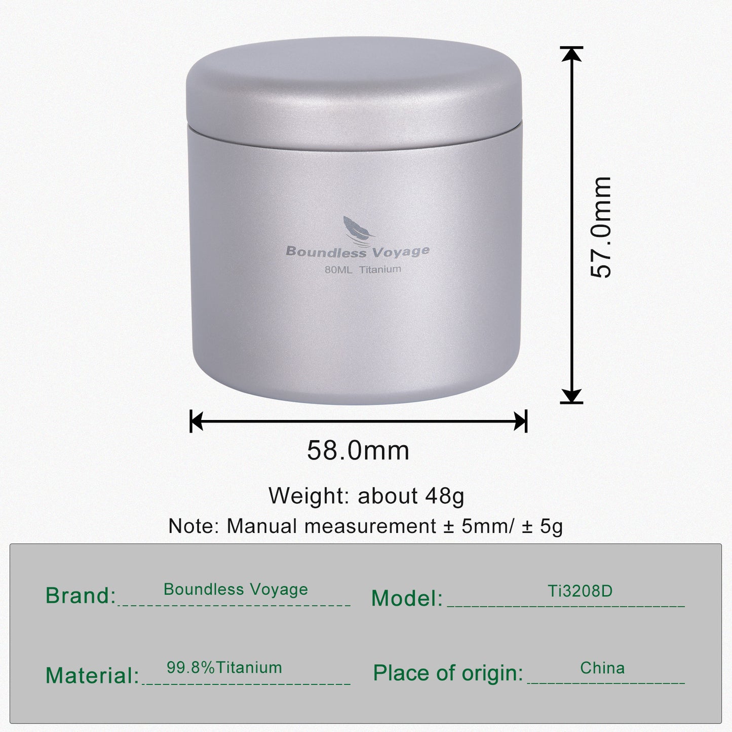 Boundless Voyage 90ml Titanium Tea Storage Canister – Ultralight Travel Tea Tin for Loose Leaf, Coffee Beans & Herbs