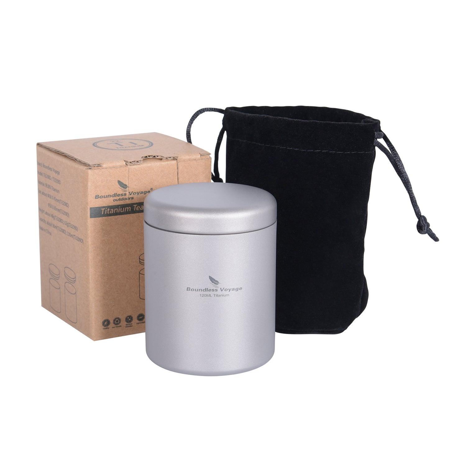 Boundless Voyage 130ml Titanium Tea Storage Canister – Ultralight Travel Tea Tin for Loose Leaf & Herbs