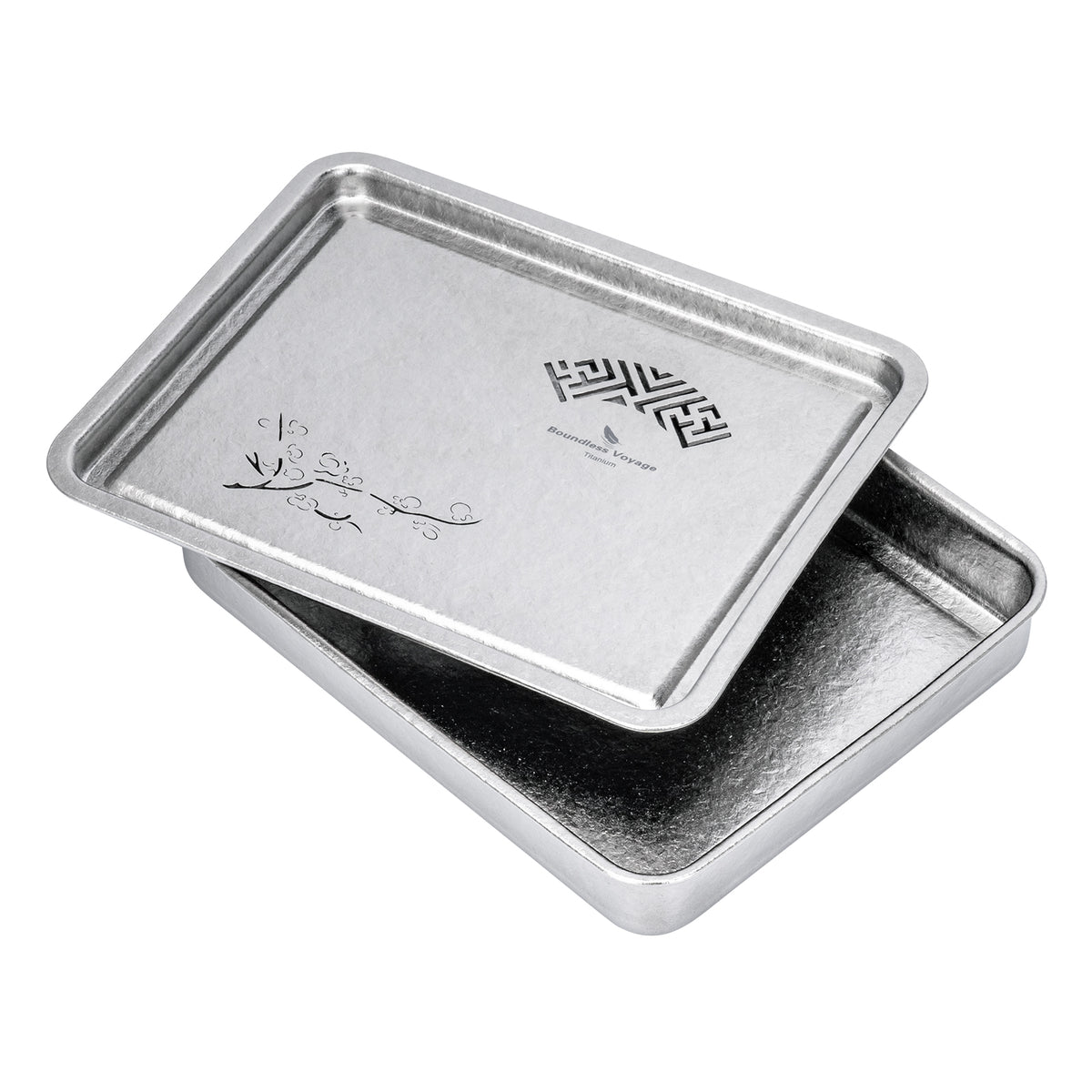 Boundless Voyage Pure Titanium Gongfu Tea Set – Square Tea Tray, 180ml Teapot & 3 Double-Wall Cups, Chinese Tea Ceremony Set