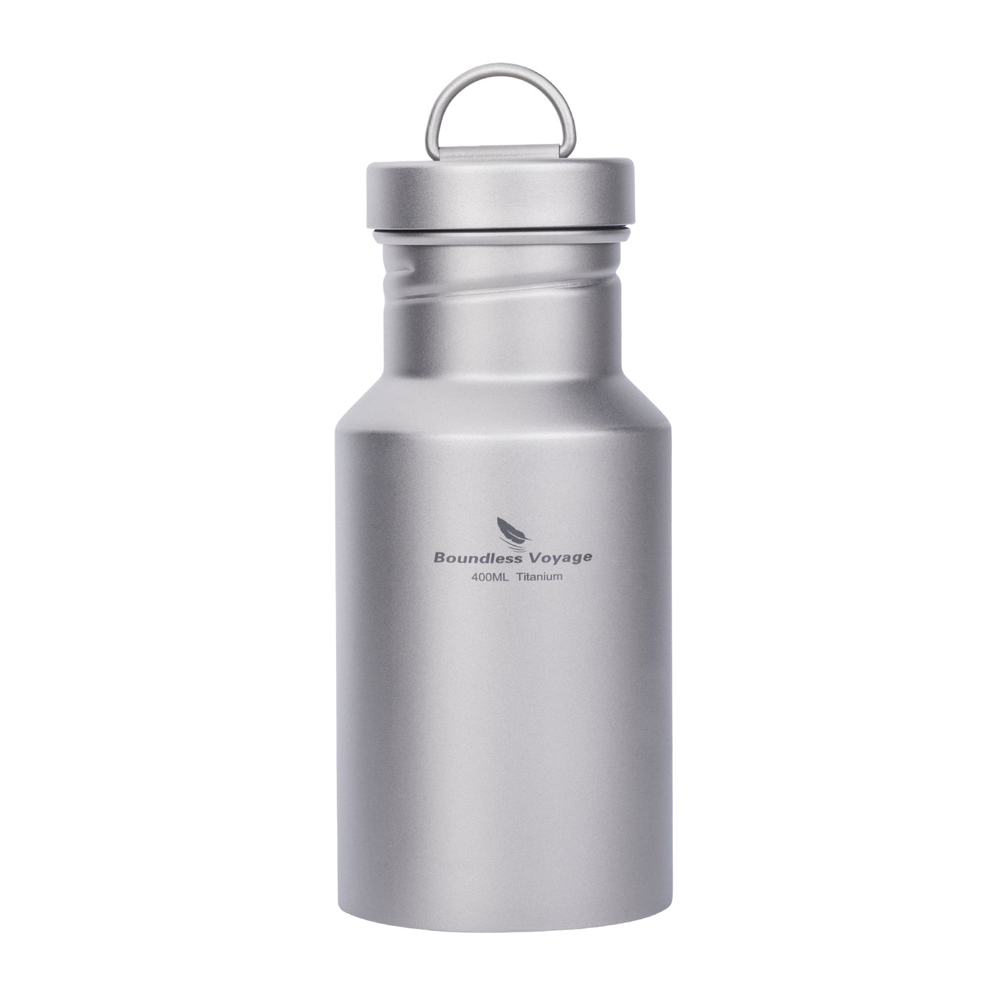 Boundless Voyage 400ml Pure Titanium Water Bottle with Lid – Wide Mouth, Leak-Proof & Ultralight Reusable Bottle for Camping, Picnic, Travel & Daily Drinks