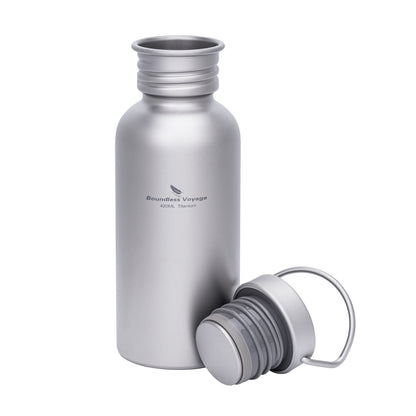 Boundless Voyage Titanium Water Bottle with Lid Wide Mouth Leak-Proof Reusable Sport Drinking Bottle for Camping Hiking Picnic Climbing Running Tea Coffee