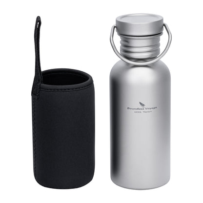 Boundless Voyage Titanium Water Bottle with Lid Wide Mouth Leak-Proof Reusable Sport Drinking Bottle for Camping Hiking Picnic Climbing Running Tea Coffee
