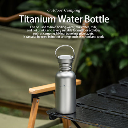 Boundless Voyage Titanium Water Bottle with Lid Wide Mouth Leak-Proof Reusable Sport Drinking Bottle for Camping Hiking Picnic Climbing Running Tea Coffee