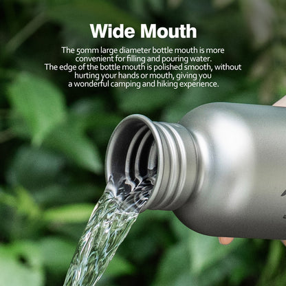 Boundless Voyage Titanium Water Bottle with Lid Wide Mouth Leak-Proof Reusable Sport Drinking Bottle for Camping Hiking Picnic Climbing Running Tea Coffee