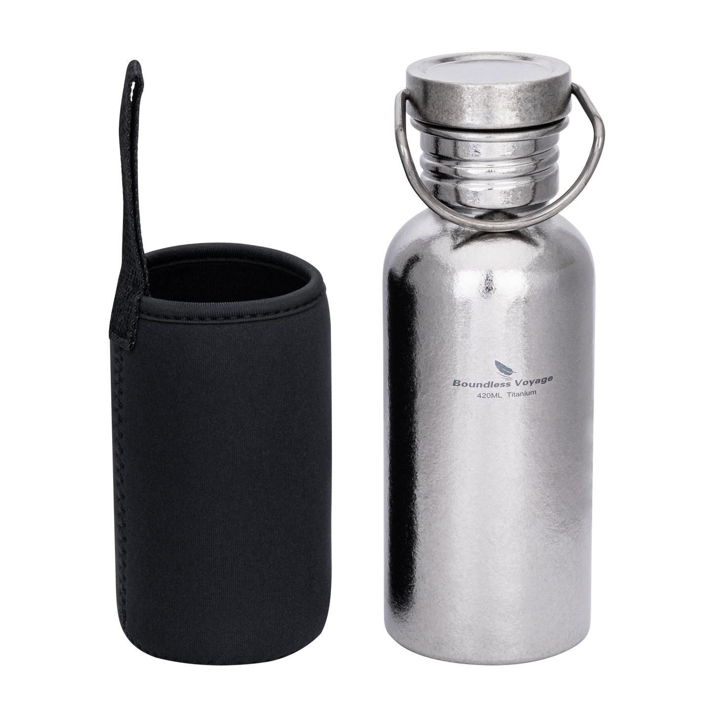 Boundless Voyage Crystal Finish Titanium Water Bottle with Lid – Durable, Leak-Proof & Lightweight for Camping, Hiking, and Travel