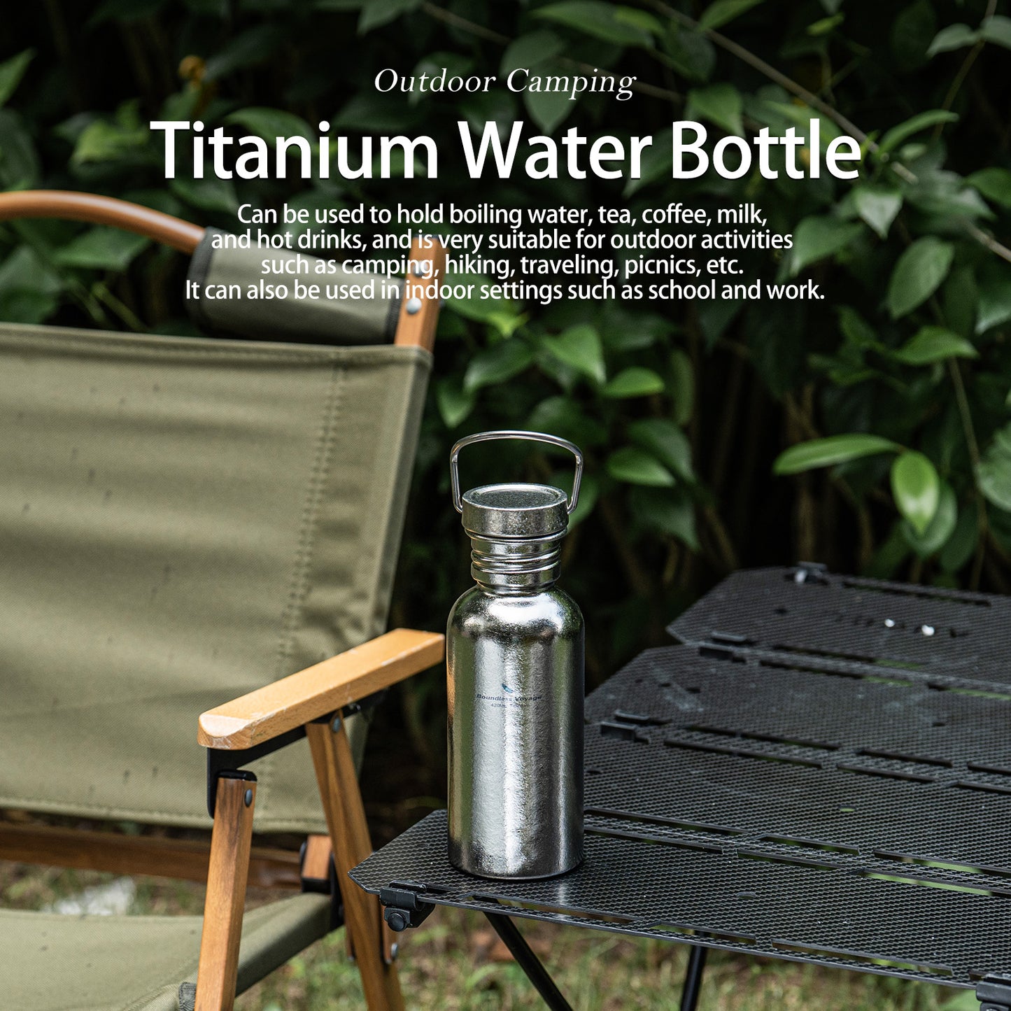 Boundless Voyage Crystal Finish Titanium Water Bottle with Lid – Durable, Leak-Proof & Lightweight for Camping, Hiking, and Travel