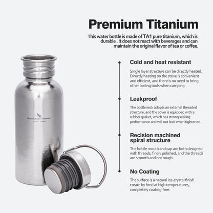 Boundless Voyage Crystal Finish Titanium Water Bottle with Lid – Durable, Leak-Proof & Lightweight for Camping, Hiking, and Travel