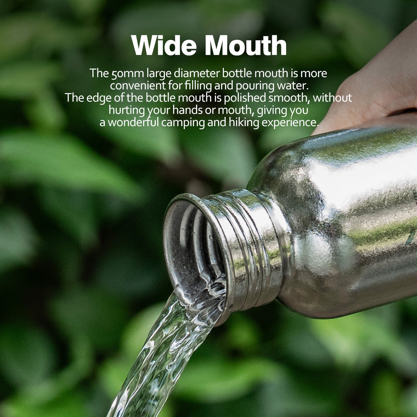 Boundless Voyage Titanium Water Bottle with Lid Wide Mouth Leak-Proof Reusable Sport Drinking Bottle for Camping Hiking Picnic Climbing Running Tea Coffee