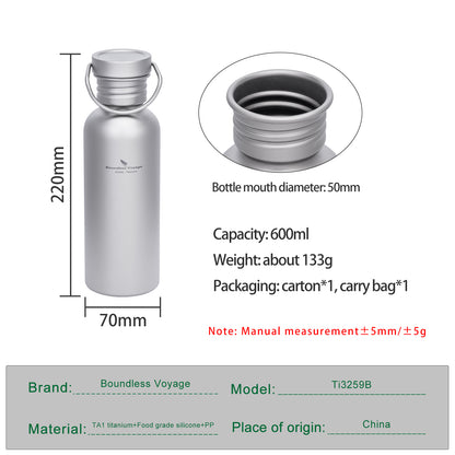 Boundless Voyage Titanium Water Bottle – Ultralight, Leak-Proof & Eco-Friendly Wide Mouth Bottle with Lid for Camping, Hiking & Everyday Use