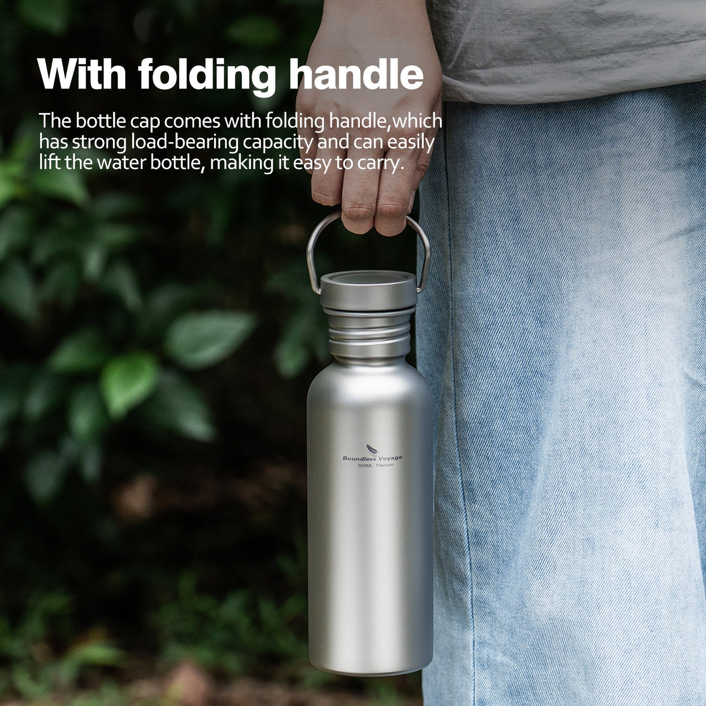 Boundless Voyage Titanium Water Bottle – Ultralight, Leak-Proof & Eco-Friendly Wide Mouth Bottle with Lid for Camping, Hiking & Everyday Use