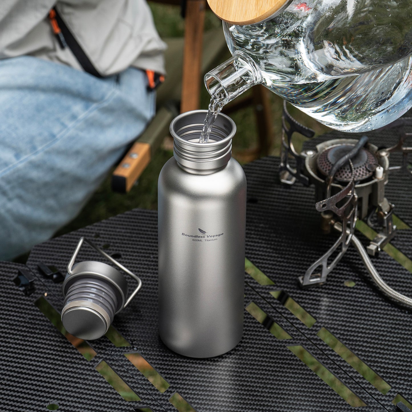 Boundless Voyage Titanium Water Bottle – Ultralight, Leak-Proof & Eco-Friendly Wide Mouth Bottle with Lid for Camping, Hiking & Everyday Use