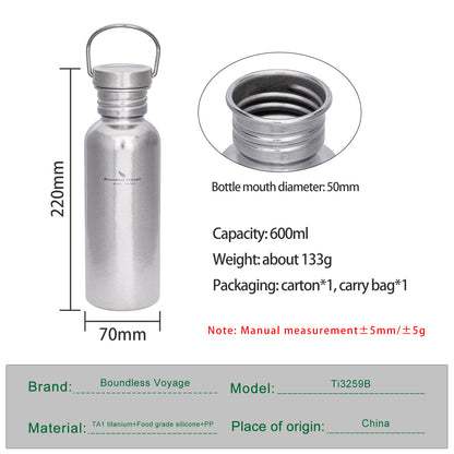 Boundless Voyage Crystal Finish Titanium Water Bottle – Ultralight, Corrosion-Resistant, Perfect for Outdoor & Daily Hydration