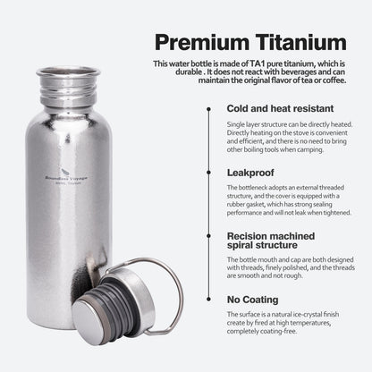 Boundless Voyage Crystal Finish Titanium Water Bottle – Ultralight, Corrosion-Resistant, Perfect for Outdoor & Daily Hydration