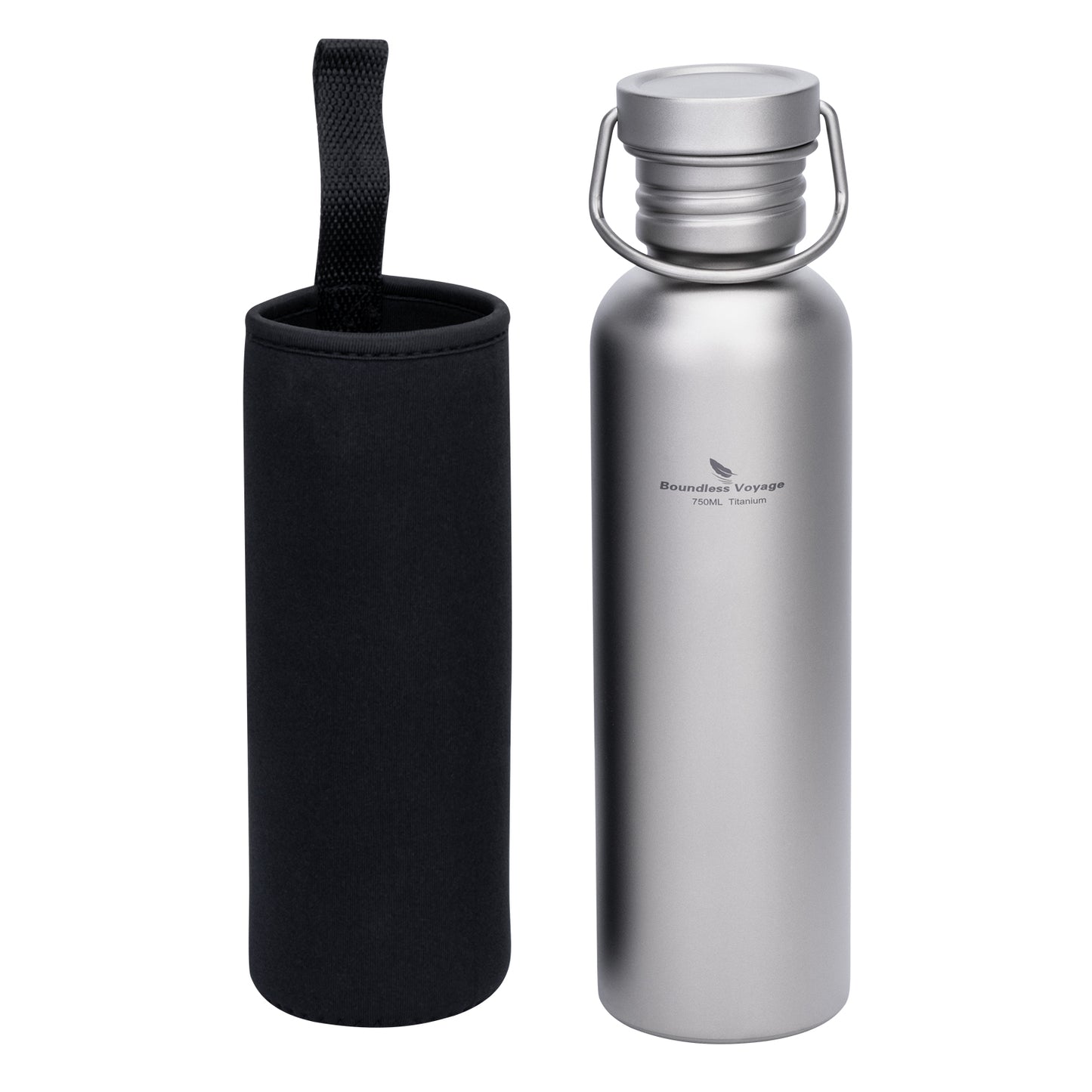 Boundless Voyage 750ml Titanium Water Bottle with Lid | Wide Mouth Leak-Proof Reusable Sports Bottle for Camping, Hiking, Climbing & Outdoor Travel