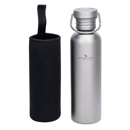 Boundless Voyage 750ml Titanium Water Bottle with Lid | Wide Mouth Leak-Proof Reusable Sports Bottle for Camping, Hiking, Climbing & Outdoor Travel