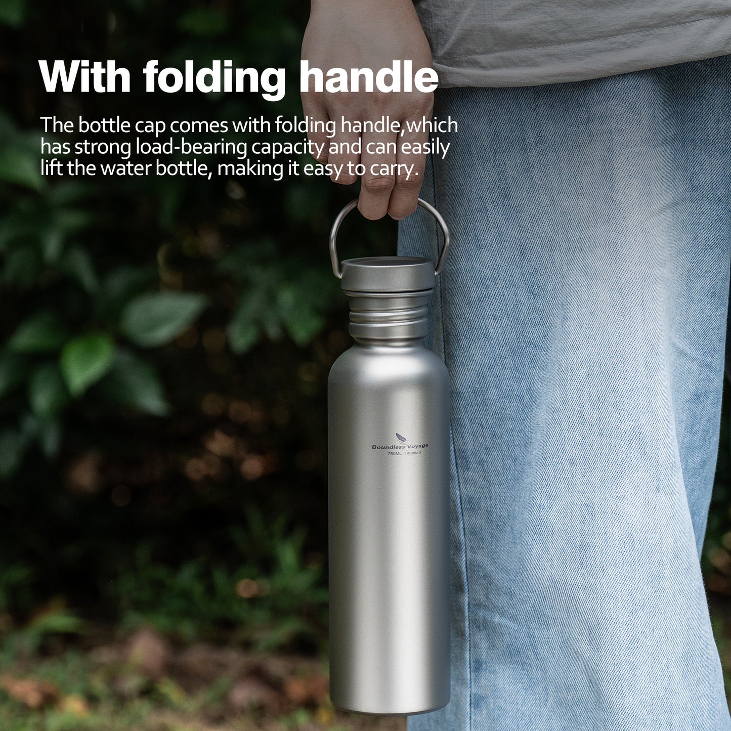 Boundless Voyage 750ml Titanium Water Bottle with Lid | Wide Mouth Leak-Proof Reusable Sports Bottle for Camping, Hiking, Climbing & Outdoor Travel