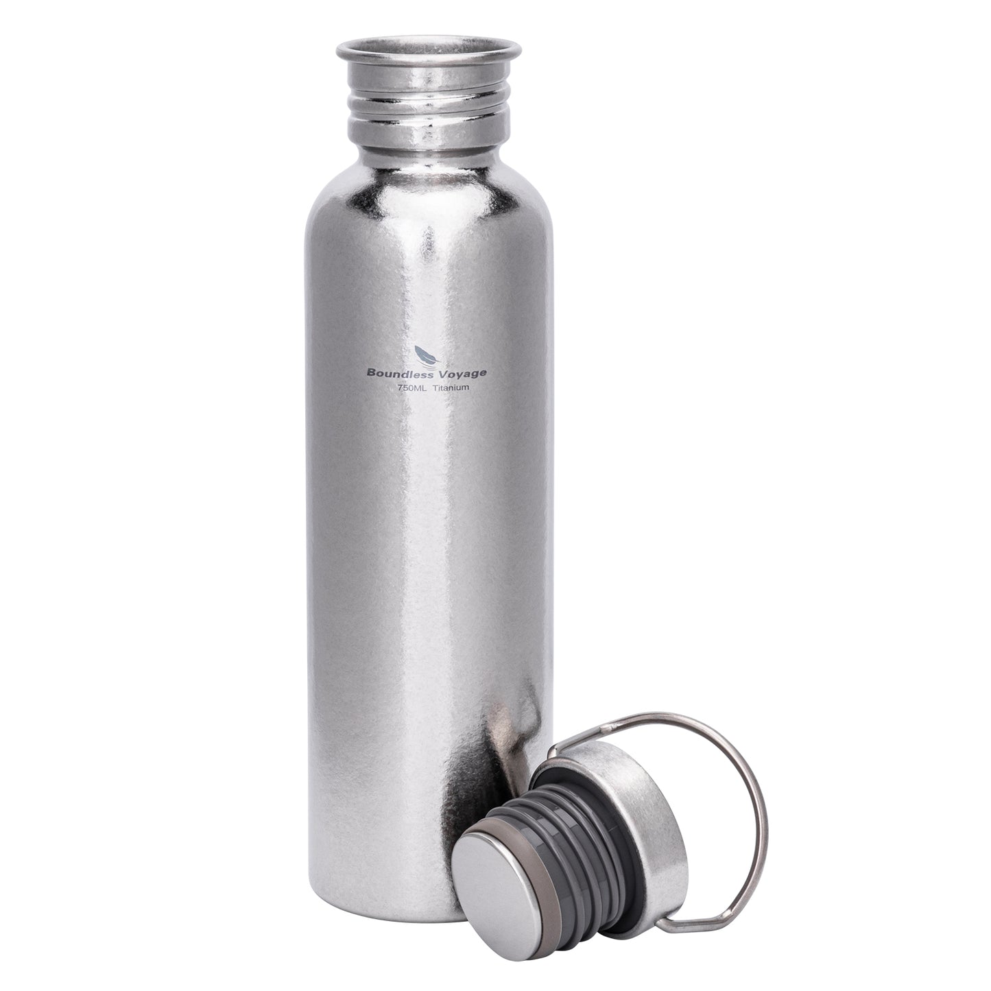 Boundless Voyage 750ml Crystal Finish Titanium Water Bottle with Lid – Wide Mouth, Ultralight, Leak-Proof & Durable for Camping, Hiking & Travel