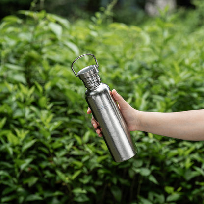 Boundless Voyage 750ml Crystal Finish Titanium Water Bottle with Lid – Wide Mouth, Ultralight, Leak-Proof & Durable for Camping, Hiking & Travel