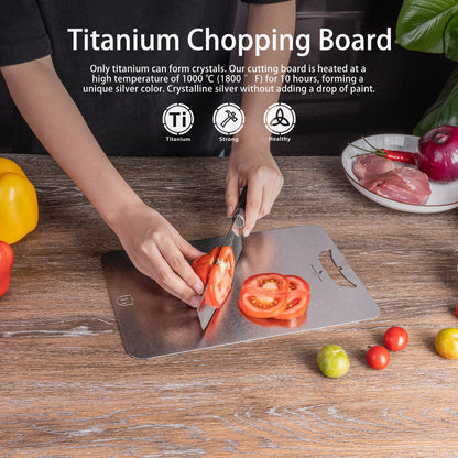 Boundless Voyage Titanium Chopping Board Lightweight Multifunctional Cutting Board with Hanging Hole Camping Fruits Vegetable Meat Metal Chopping Block Cutting Board for Kitchen Home Outdoor