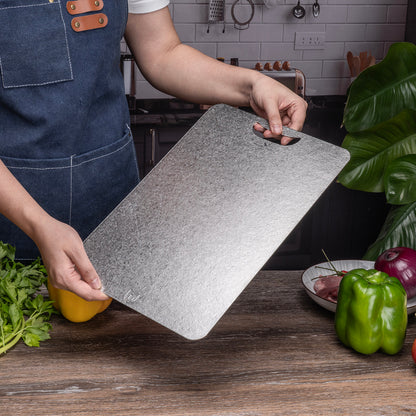 Boundless Voyage TA1 Titanium Chopping Board | Lightweight Multifunctional Metal Cutting Board with Hanging Hole for Camping, Kitchen & Outdoor Cooking