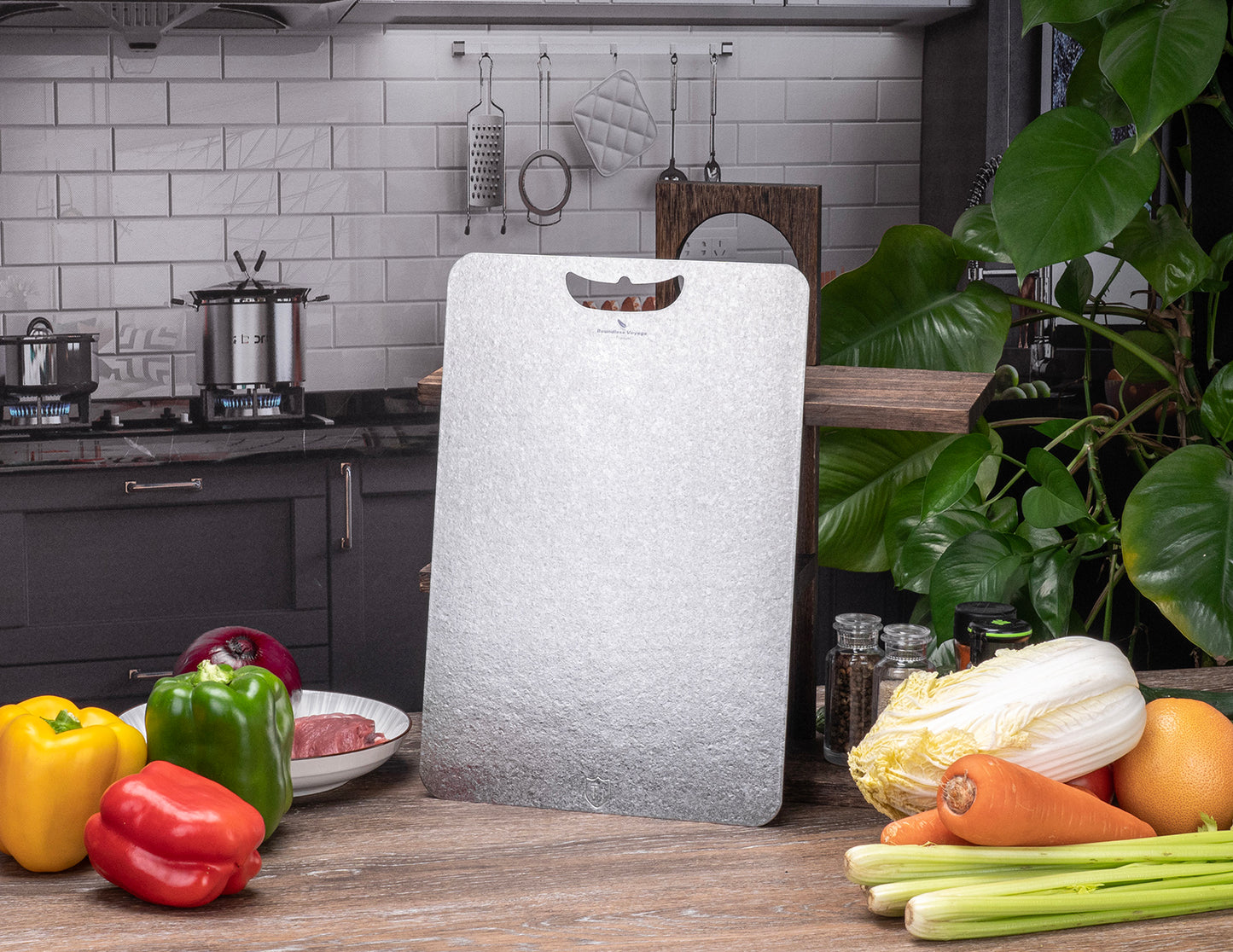 Boundless Voyage TA1 Titanium Chopping Board | Lightweight Multifunctional Metal Cutting Board with Hanging Hole for Camping, Kitchen & Outdoor Cooking