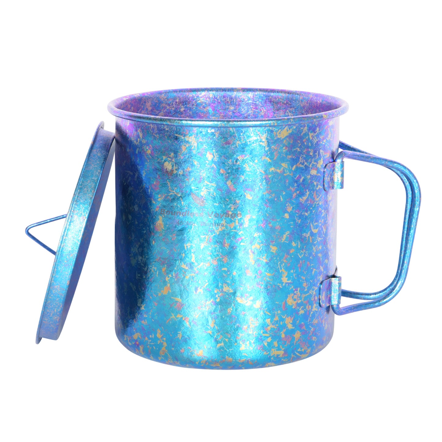 Boundless Voyage 450ml Titanium Colorful Camping Mug – Ultralight Foldable-Handle Cup for Water, Coffee & Tea Outdoors