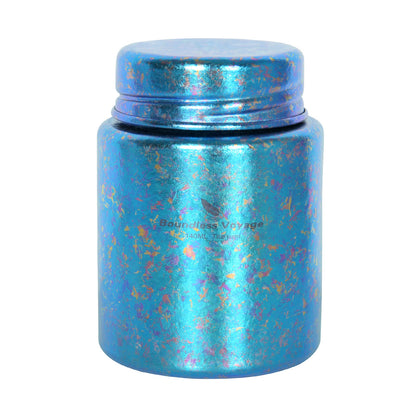 Boundless Voage Titanium Tea Canister Mini Tea Canister Ultralight Portable Tin Can Tea Coffee Spice Canister Colored Ice Flower Craft Tin Storage Container