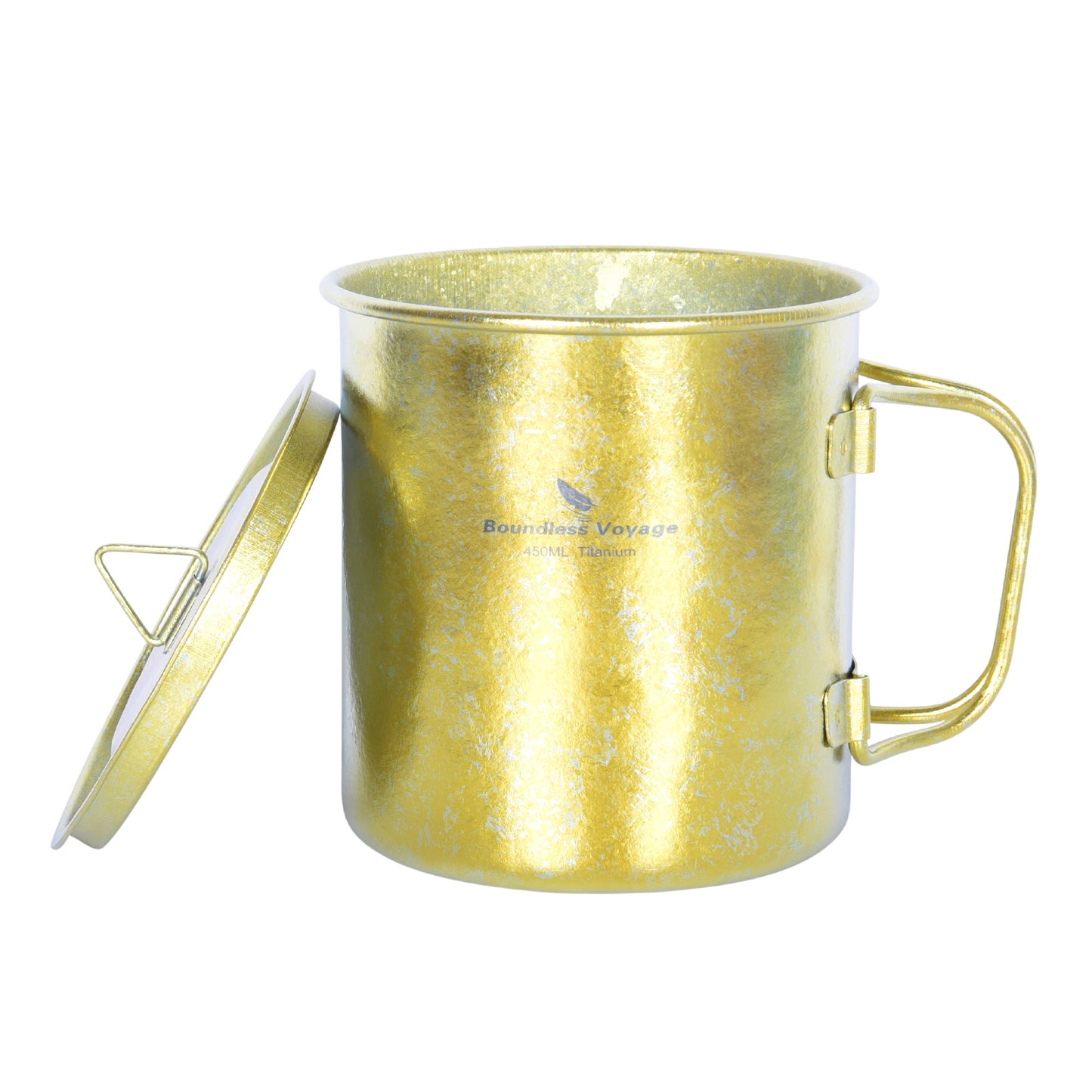Boundless Voyage 450ml Titanium Colorful Camping Mug – Ultralight Foldable-Handle Cup for Water, Coffee & Tea Outdoors