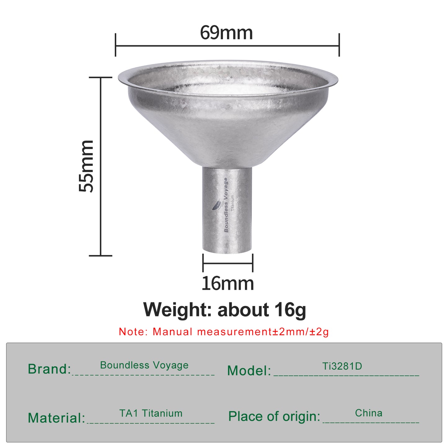 Boundless Voyage Titanium Funnel – Lightweight No-Spill Refilling Tool for Kitchen, Bar & Camping