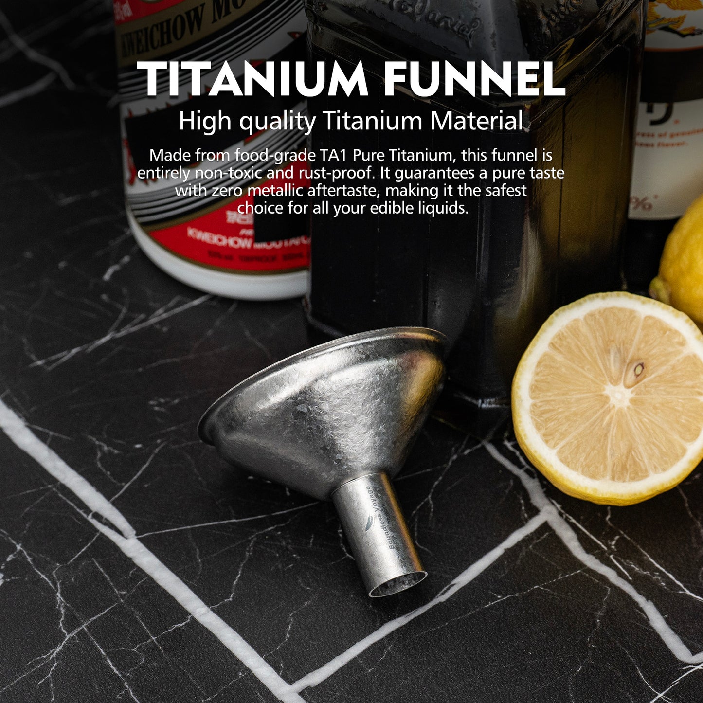 Boundless Voyage Titanium Funnel – Lightweight No-Spill Refilling Tool for Kitchen, Bar & Camping