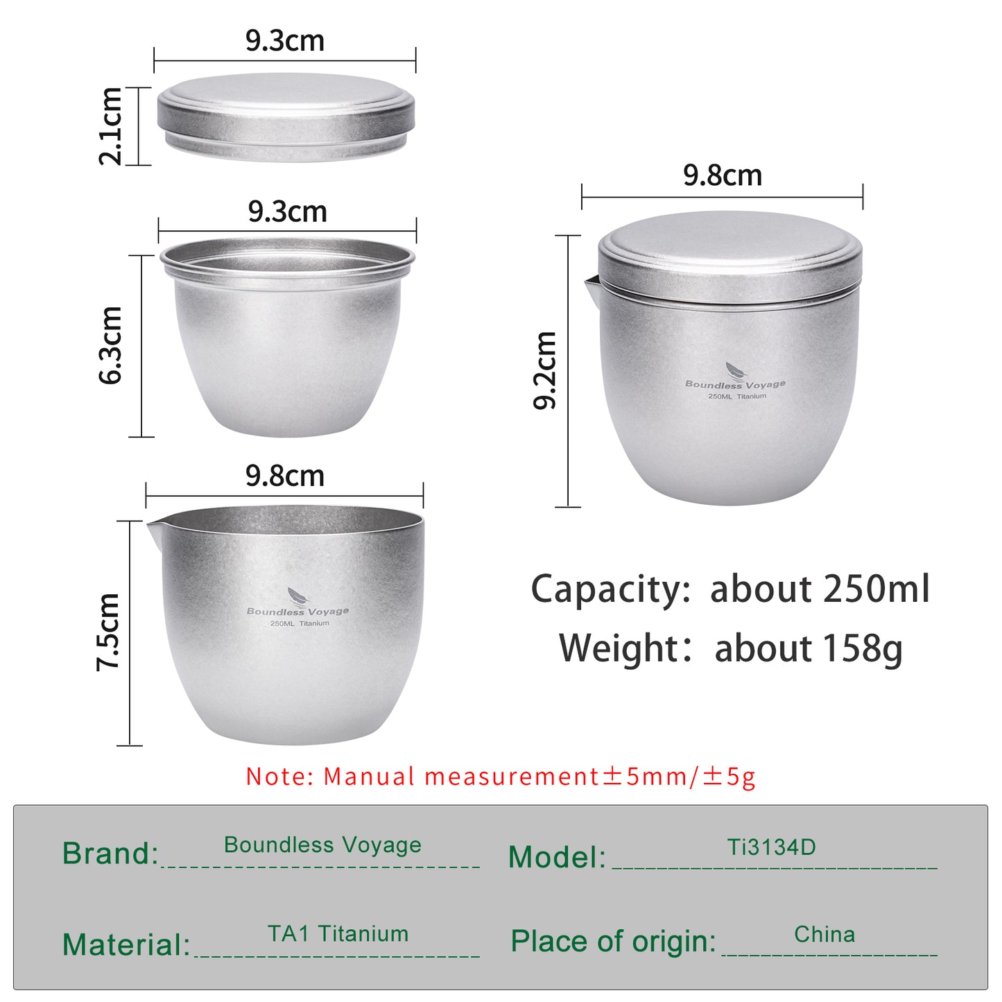 Boundless Voyage Titanium Tea Maker 250ml – Lightweight Portable Teapot for Camping, Travel & Tea Lovers