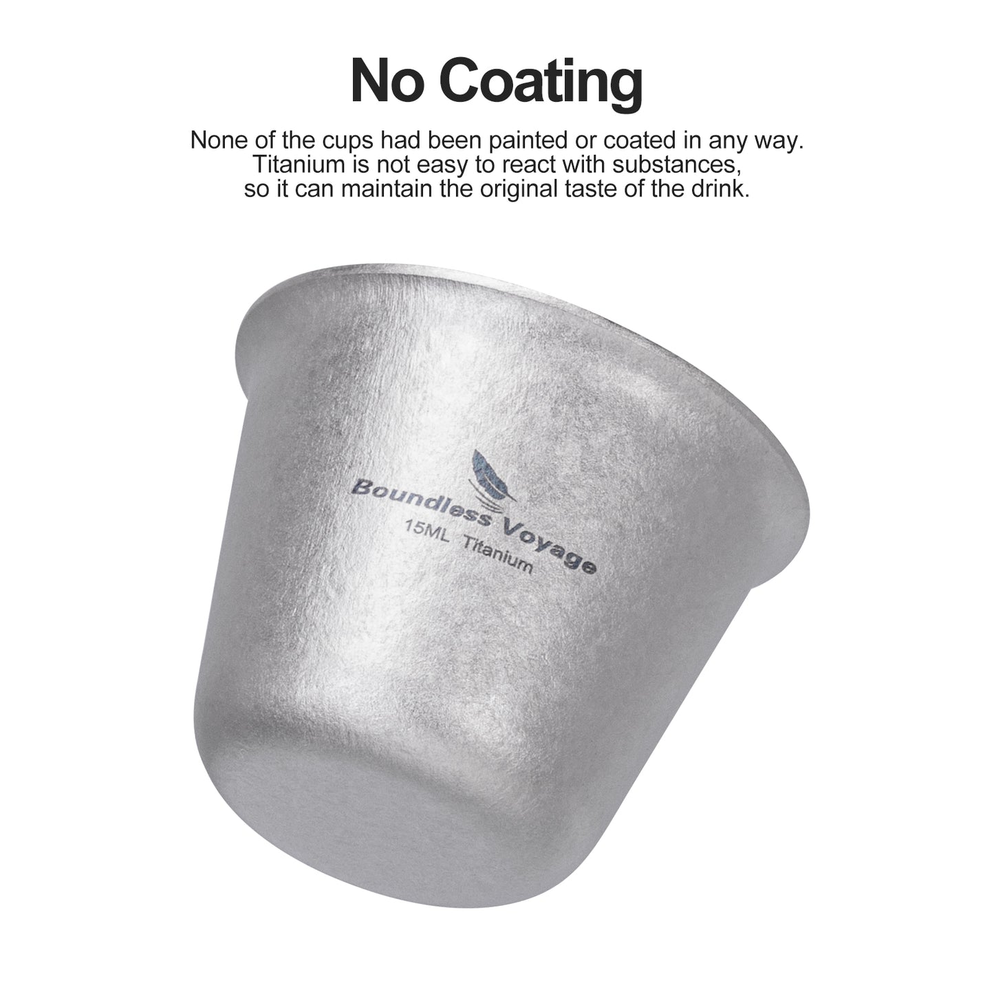 Boundless Voyage Ultralight Titanium Mini Cup | Portable Teacup & Whiskey Shot Glass | Small Metal Espresso Cup for Camping, Hiking & Home Use | BPA-Free & Healthy Drinkware