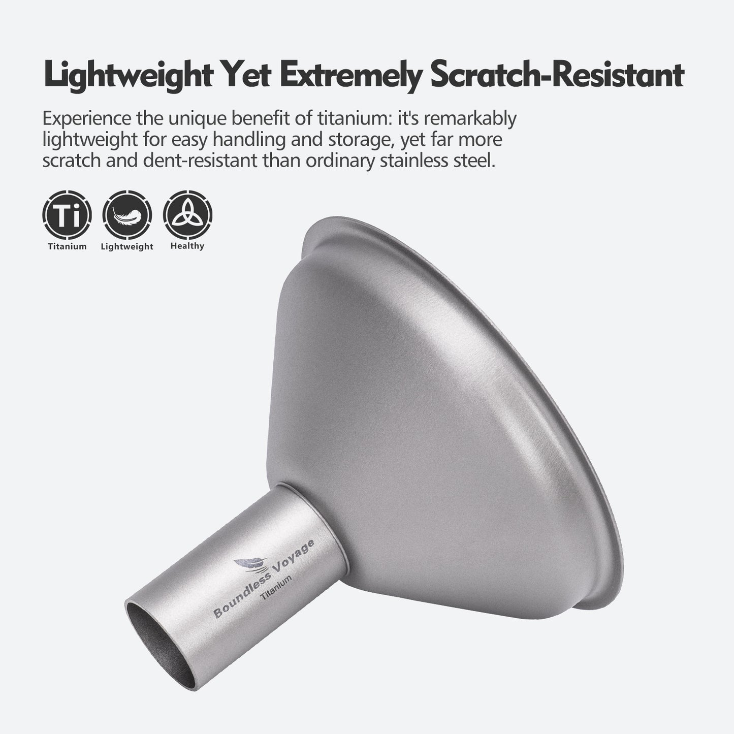 Boundless Voyage Titanium Funnel – Lightweight No-Spill Refilling Tool for Kitchen, Bar & Camping