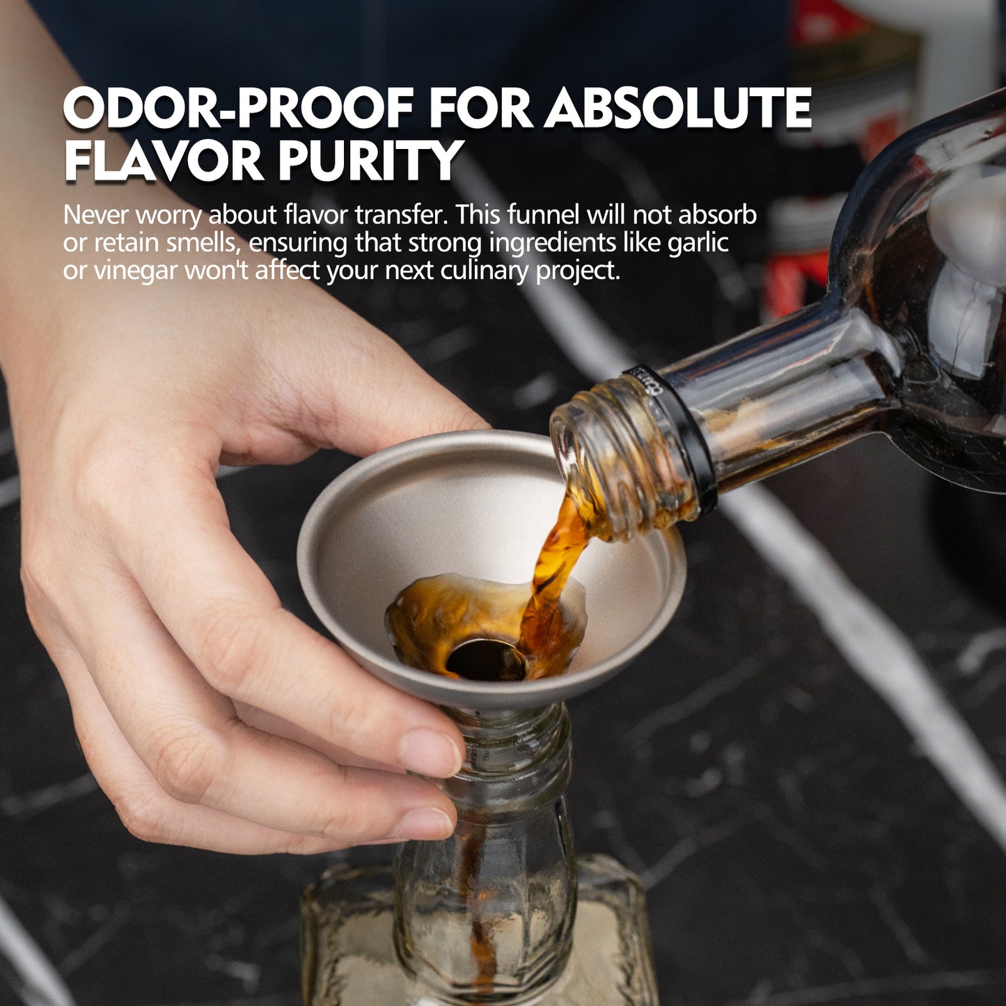 Boundless Voyage Titanium Funnel – Lightweight No-Spill Refilling Tool for Kitchen, Bar & Camping