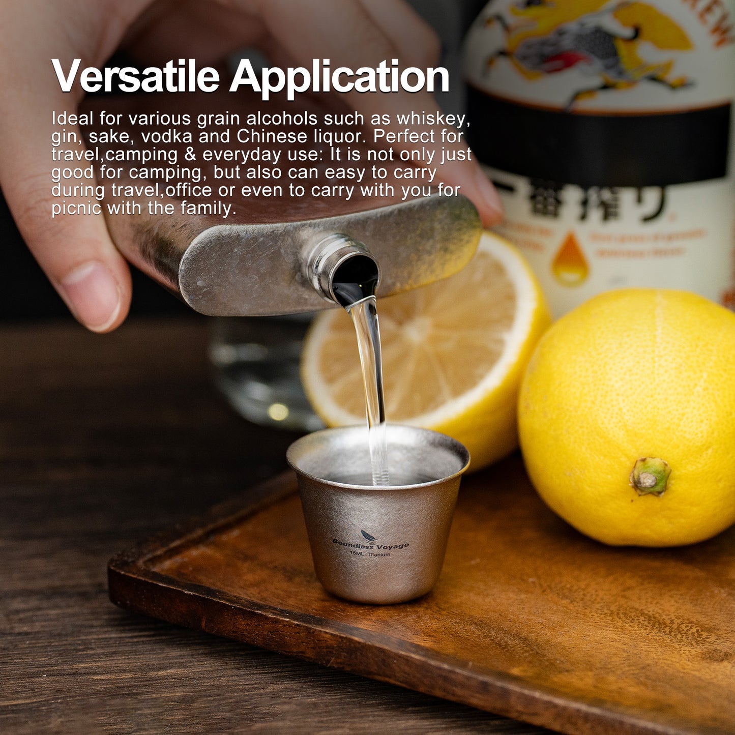 Boundless Voyage Ultralight Titanium Mini Cup | Portable Teacup & Whiskey Shot Glass | Small Metal Espresso Cup for Camping, Hiking & Home Use | BPA-Free & Healthy Drinkware